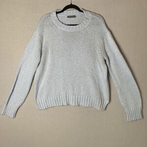 Wooden Ships Sweater Women M/L Blue Mohair Wool Blend Knit Pullover Career READ